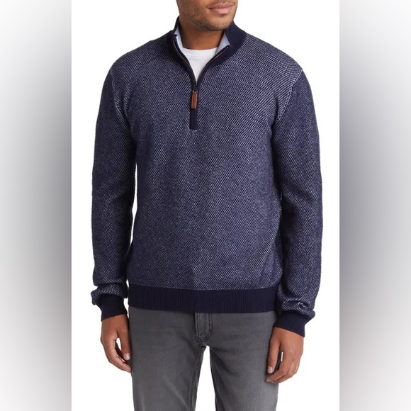 UNTUCKit Other - Untuckit Belguardo Jacquard Merino Wool 1/4 Zip Pullover Sweater